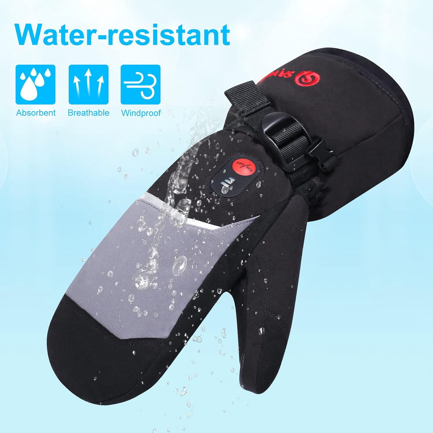 Savior Heat Rechargeable Heated Ski Gloves For Men Women Electric Winter Mittens with Reflective Strips