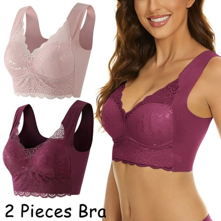 

2 Pieces Lace Bra Plus Size Bra Women Underwear Bralette Crop Top Female Bra Large Top Female Push Up Brassiere Laced Bra Note Please Buy One Or Two Sizes Larger
