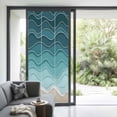 thumbnail image 2 of Non-Adhesive Static Cling Window Tint, Turquoise Ombre Stripe Window Privacy Film Frosted, Summer Beach Abstract Waves Moires Insulated Windows Frosted Films for Living room, 35.4 x 78.7 Inches, 2 of 9