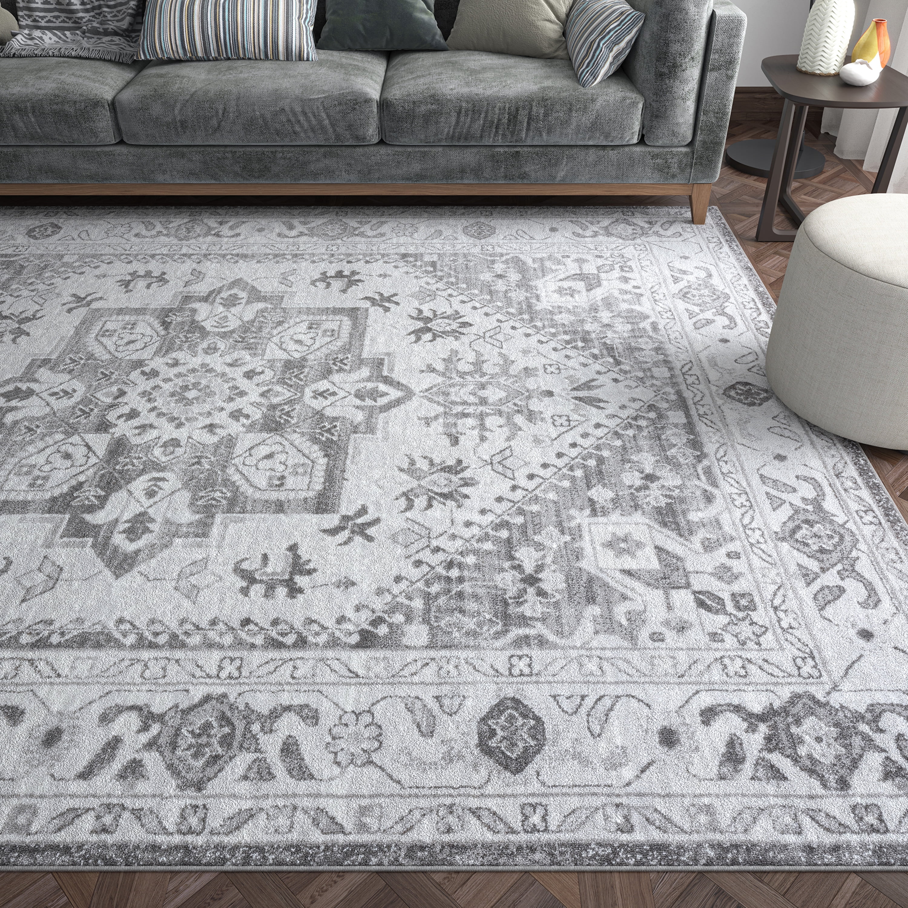 5x7 Modern Gray Area Rugs for Living Room | Bedroom Rug | Dining Room Rug | Indoor Entry or Entryway Rug | Kitchen Rug | Alfombras para Salas 5'3'' x 7'3''