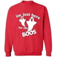thumbnail image 2 of OXI Crewneck Sweatshirt - I'm Just Here For The Boos, Basic Casual Sweatshirts for Men's and Women Fleece Sweatshirt Long Sleeve - Red 3X-Large, 2 of 2