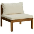thumbnail image 3 of 6pc Outdoor Modular Sofa Set, Coffee Table, Ivory, Brown Acacia Wood, 3 of 5