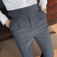 thumbnail image 1 of Pantalones de hombre color café Nadir, pantalones casuales de negocios con botones de París, de un solo pliegue, que suavizan tu silueta, 1 of 4