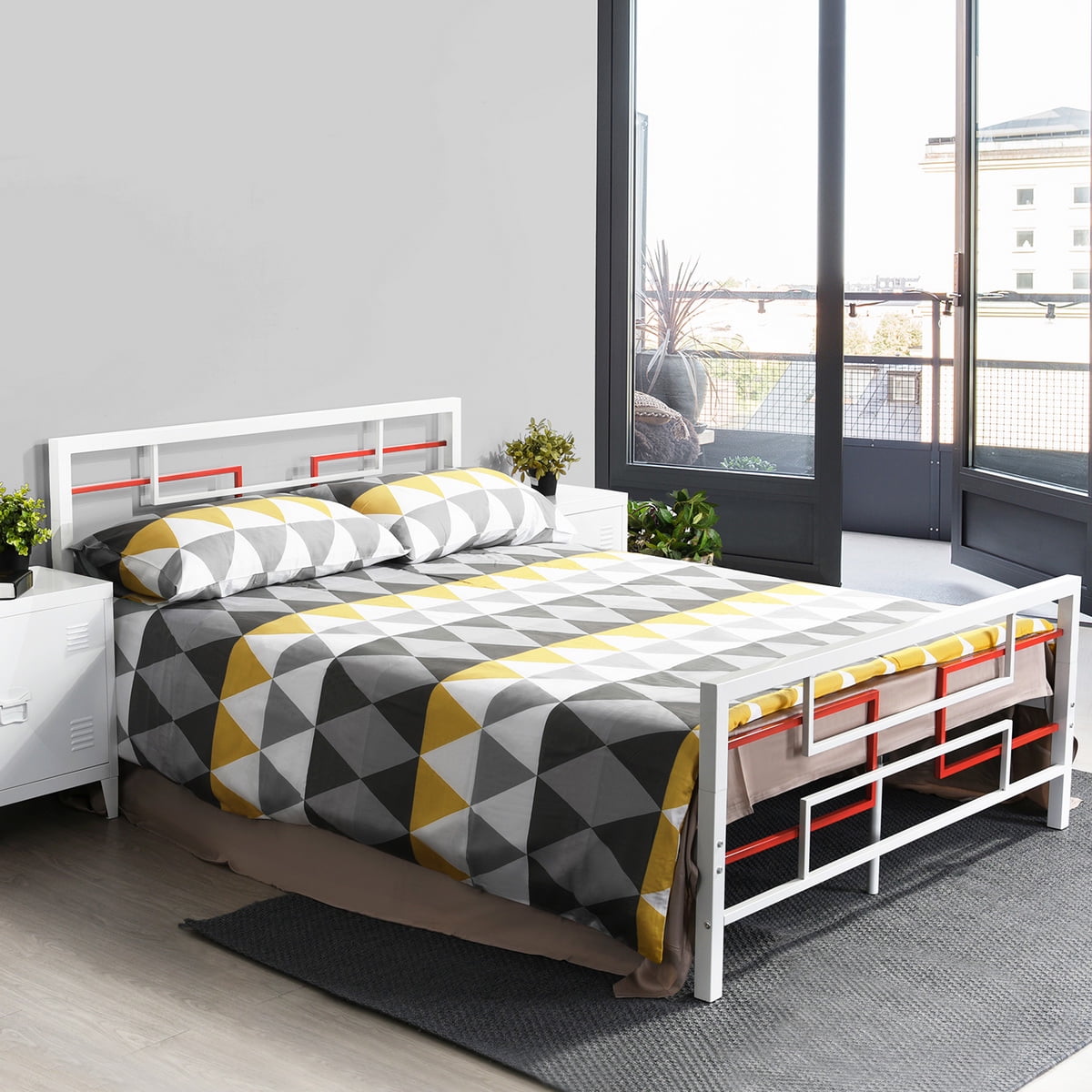 Metal Bed Platform Mattress Foundation, Single Bed Frame With Headboard And Footboard