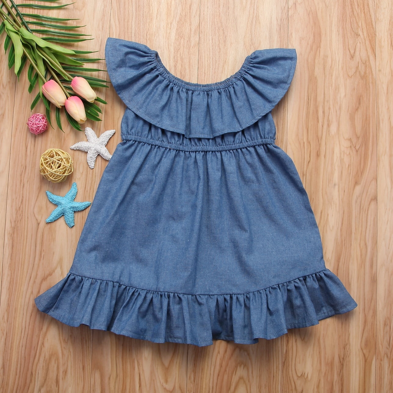 New FASHION Baby Girls Party Holiday Pageant Denim Beautiful Princess Dress Summer Clothes Walmart