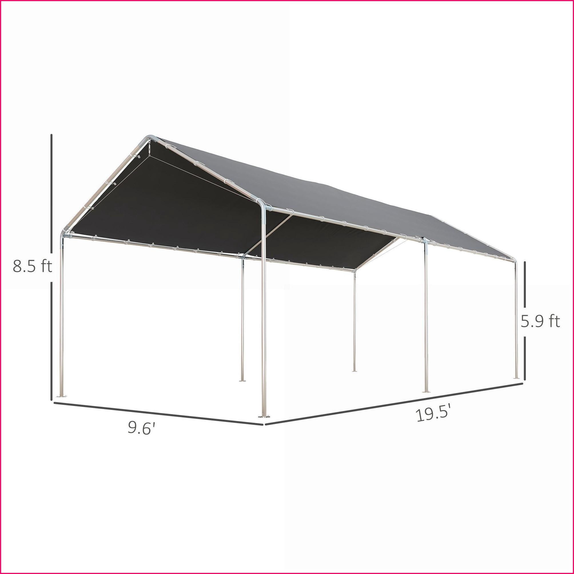 Carports 10'x20' Heavy Duty Outdoor Vehicle Shelter for No-Garage Homes | Gray | Galvanized Steel