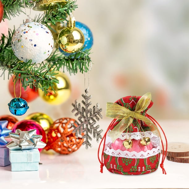 XWSHYW Contenedores de Almacenamiento Adornos Navideños Nochebuena Bolsa de Dulces Navideñas Bolso de Mano Bolsa de Regalo Navideña Transparente Decoración