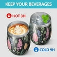 thumbnail image 4 of 12oz Stemless Wine Tumblers Pioneer Flower Floral Print Pattern Vacuum Insulated Stainless Steel Travel Tumbler Cups Mug with Lid and Straw for Champaign,Cocktail,Beer with Cleaning Brush, 4 of 5