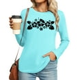 thumbnail image 4 of Telankuip Soft Comfortable T-Shirts for Womens Fashion Floral Printed Preppy Oversized Cute Graphic Crewneck Pullover Tops Long Sleeve Lightweight Thin Basic Casual Y2k Tees Sky Blue M, 4 of 5
