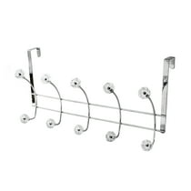 Splash Home Crystalline Over The Door 5 Hook Rack Accessory Organizor in Chrome/Clear