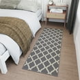 thumbnail image 3 of Ottomanson Trellis Bathroom Runner Rug 20" x 59" - Non Slip Low Pile Carpet, Gray, 3 of 13