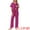Hot Pink, variant on Satin Pajamas Silky Short Sleeve V Neck Shirt Long Pant Set S Black