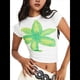 thumbnail image 2 of Camiseta de Corta para con Estampado Floral Y2K para Mujer, Top Corto Ajustado con Cuello Redondo. L, 2 of 9