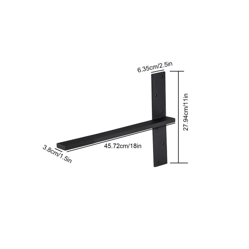 Shelf Brackets 18 inch, 3 Pack Floating Shelf Bracket Heavy Duty for Wood Shelves,Black Metal Wall Shelving Support Brackets Load Capacity for Kitchens, Bathrooms, Bedrooms, Offices
