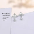thumbnail image 2 of Sterling Silver Cross Stud Earrings for Women Men, CZ Cross Stud Hypoallergenic Jewelry Gift, 2 of 6