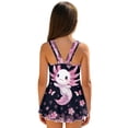 thumbnail image 2 of Uourmeti Cartoon Axolotl & Cherry Blossom Girls' One Piece Swim Dress - Quick Dry, Stretchy Skirted Bathing Suit for Beach & Pool, 2 of 8