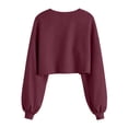 thumbnail image 4 of Women's Plus Size Corduroy Long Sleeve Crew Neck Top Cropped Loose Casual, 4 of 9