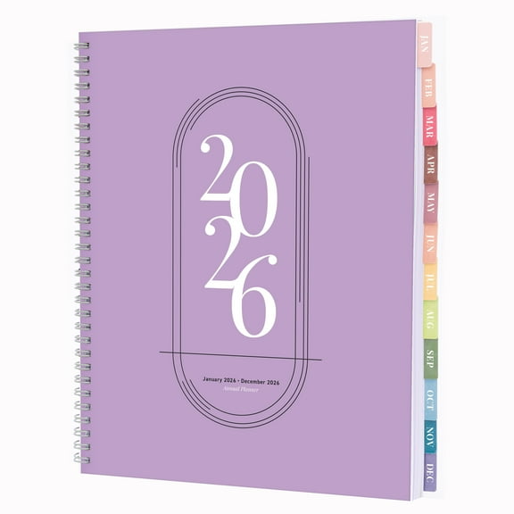 Rileys 2026 Planner, Agenda Planner With Weekly And Monthly View, Daily Agenda Book And Yearly Planners Calendar Book, Spiral Bound With Tabs, Notes, Goals And Holidays (Lilac, 8.5 x 11 in)