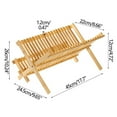 thumbnail image 3 of LiUMX 2 Tier Large Bamboo Dish Drying Rack | Foldable Dish Drainer with Drain Tray | Space Saving Kitchen Counter Organizer for Bowls Pots Pans Utensils, 3 of 5