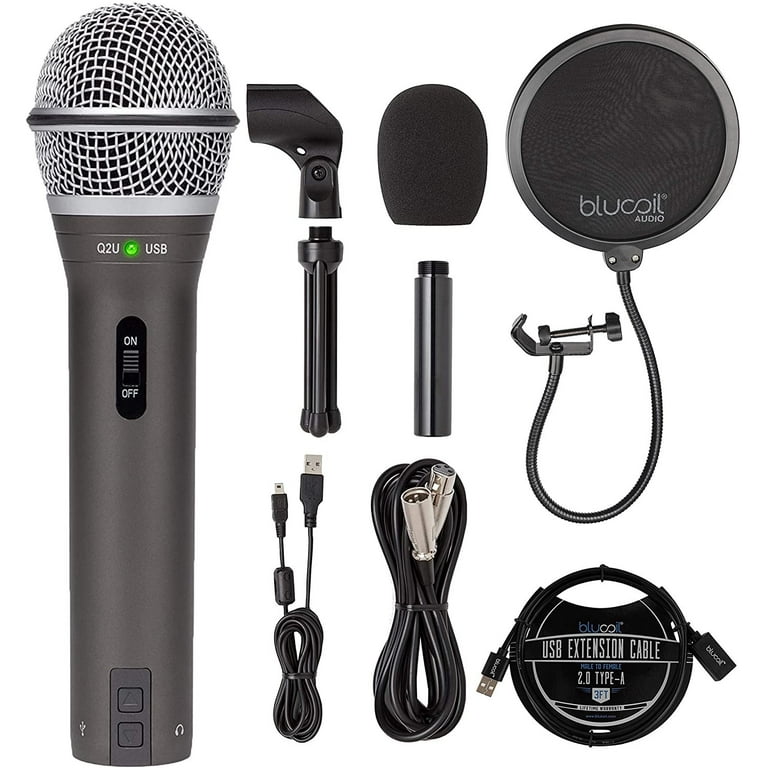 Samson Q2U USB/XLR Dynamic Microphone Recording and Podcasting Pack (Black)