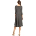 thumbnail image 4 of Women's Casual Basic Comfy 3/4 Sleeve Flare A-line Midi Long Maxi Dress, 4 of 6