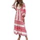 thumbnail image 3 of Vestido bohemio con estampado de flores, vestido vintage a cuadros con mangas abullonadas y cuello en V, vestido largo de playa con vuelo, vestido informal de verano para el sol, 3 of 5