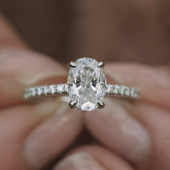 Solitaire Brilliance 1.80CT Oval Moissanite Hidden Halo Engagement Ring for Women 10k White Gold Ring Size 4