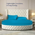 thumbnail image 2 of 400 Thread Count Egyptian Cotton Round Bed Sheet Set - 76" diameter with 15" Deep Pocket - Turquoise Blue Solid - Ultra Soft, Breathable Luxury Bedding, 2 of 5