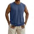 thumbnail image 2 of Men's Sleeveless Tank Top Cotton Athletic Muscle Tee Crew Neck Pullover Quick Dry Breathable Casual Running Gym Workout Beach Vacation Streetwear | TOPLIU,Blue L, 2 of 8