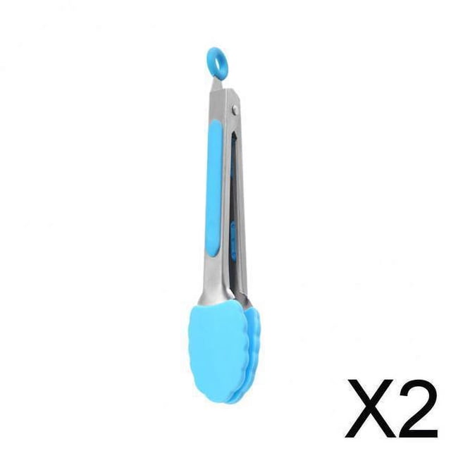 2x Pinzas de Cocina Resistentes Al Calor, Pinzas de Cocina Pequeñas de Material Acero Inoxidable con Puntas de Silicona para Servir Horno de Ensalada 2 piezas