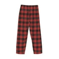 thumbnail image 5 of Goofa Red Black Plaid Printed Soft Pajama Pants for Men, Wide Leg Comfy Casual Lounge Yoga Pants-Small, 5 of 9