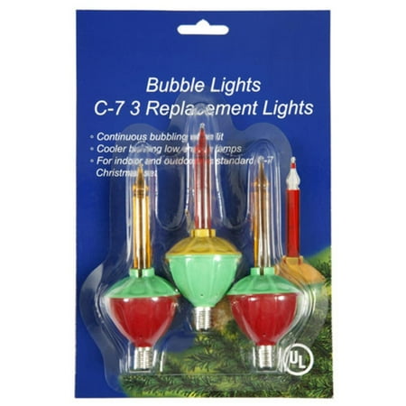Pack of 3 Multi-Color C7 Bubble Light Christmas Replacement Bulbs