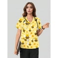 thumbnail image 5 of Cimmuovere Women's V-Neck Cute Print Double Pocket Short Sleeve Scrubs Nurse Scrubs Workwear Dentist Healthcare Pet Hospital Laboratory Top, 5 of 5