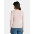 thumbnail image 3 of Time and Tru Women's Ribbed Henley Shirt with Long Sleeves, Sizes XS-XXXL, 3 of 5