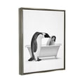 thumbnail image 3 of Stupell Industries Penguin & Chick Bathroom Tub Animals & Insects Painting Gray Floater Framed Art Print Wall Art, 3 of 6