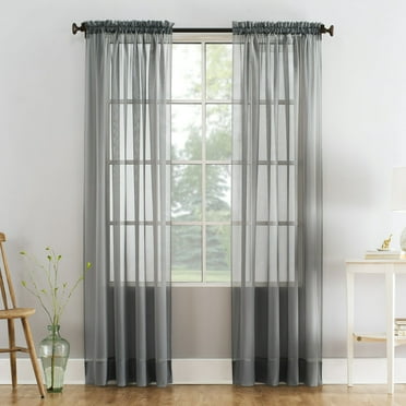 Mainstays Marjorie 1-Piece Voile Sheer Rod Pocket Curtain Panel, 59"x84", Grey