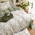 thumbnail image 3 of Nayoroom 3 Pieces Green Floral Comforter Set Botanical Vintage Flower Coquette Cottagecore Aesthetic for Women Teen Soft Lightweight Dorm Microfiber Bedding Set,Queen Size, 3 of 5