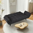 thumbnail image 3 of 74" Futon Sofa Bed,Curved Sleeper Sofa Couch with 2 Pillows & Flared Arm,Modern Velvet Couch with 3-Position Adjustable Backrest for Living Room,Black, 3 of 6