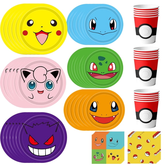 Cartoon Birthday Party Tableware Set, 120 Pcs Cartoon Plates & Napkins Party Supplies - 60 7"&9" Cartoon Party Plates, 30 Cartoon Napkins and 30 Cartoon Cups for Cartoon Birthday Party Decorations