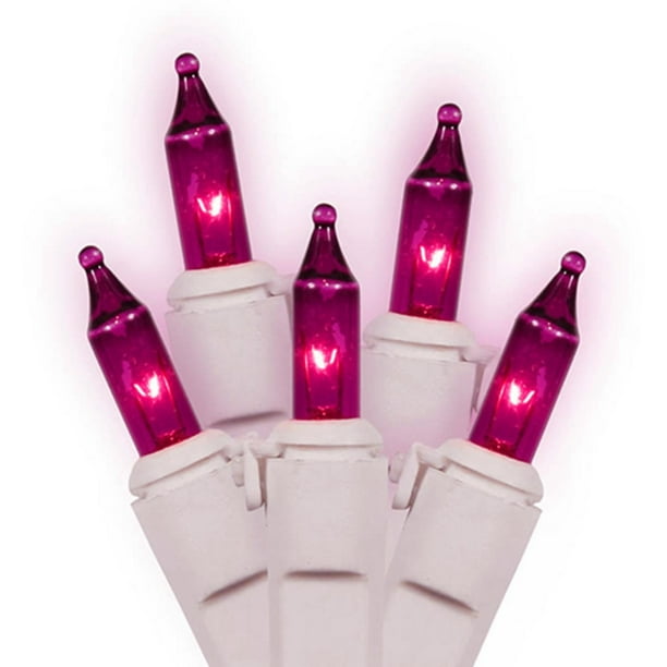 Set of 100 Pinkish Purple Mini Christmas Lights White Wire Walmart