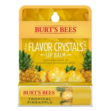 Burt's Bees Flavor Crystals 100% Natural Lip Balm, Tropical Pineapple with Beeswax & Fruit Extracts - 1