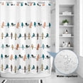 thumbnail image 4 of No Hook Shower Curtain with Built-in Rings - Floral Birds Washable Waterproof Fabric Bathroom Curtains for Hotel,Rentals, Stall 48 X 72 Inch , Teal Orange Yellow Black, 4 of 9