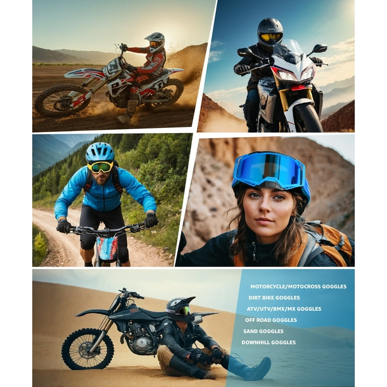 CRG Sports Motorcycle Goggles ATV Dirt Bike Glasses Off Road Racing Riding Motocross Goggles for Men Women Adults Walmart