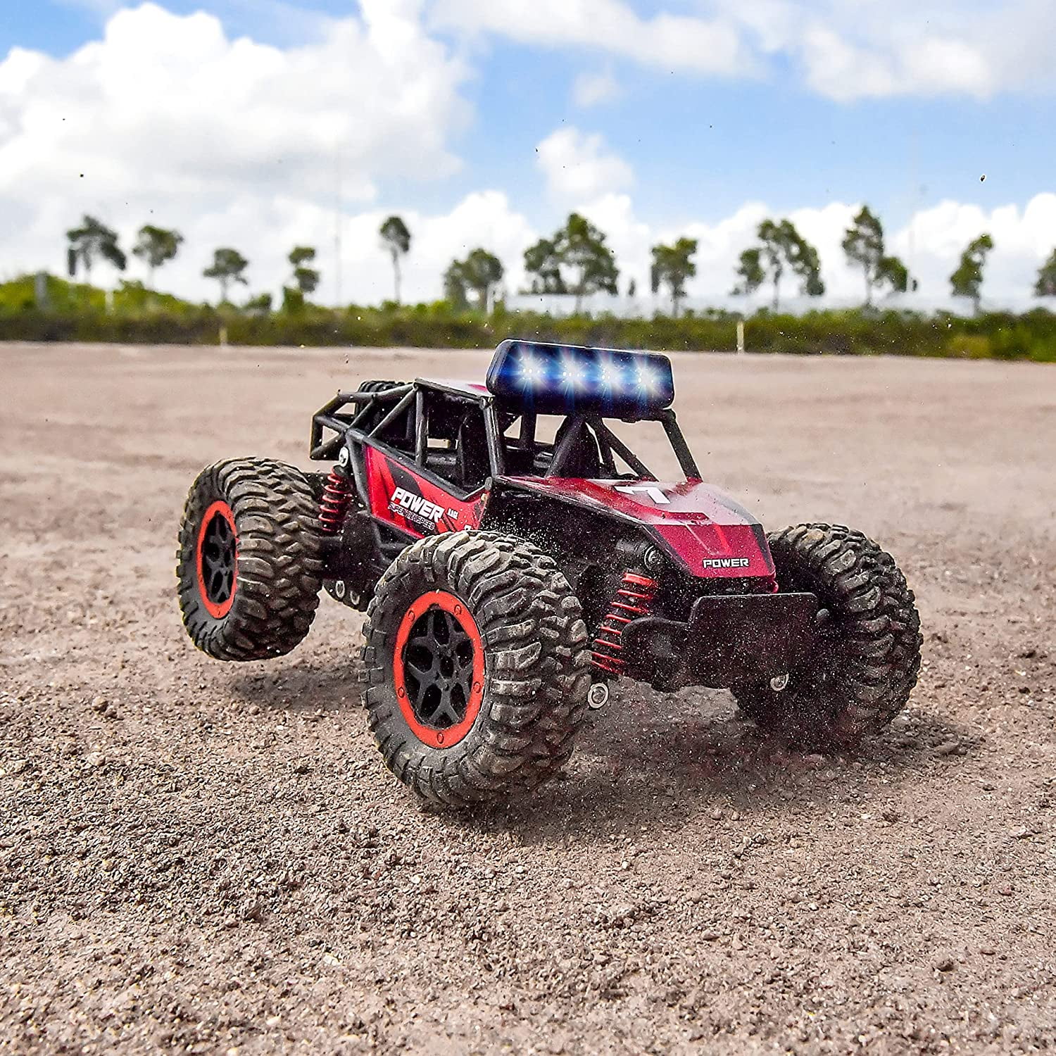 YCFUN Remote Control Cars for Kids, 1:20 Scale off Road RC Monster Trucks Crawler with Headlight, Electric RC Cars Vehicle for Kids Boys (Red)