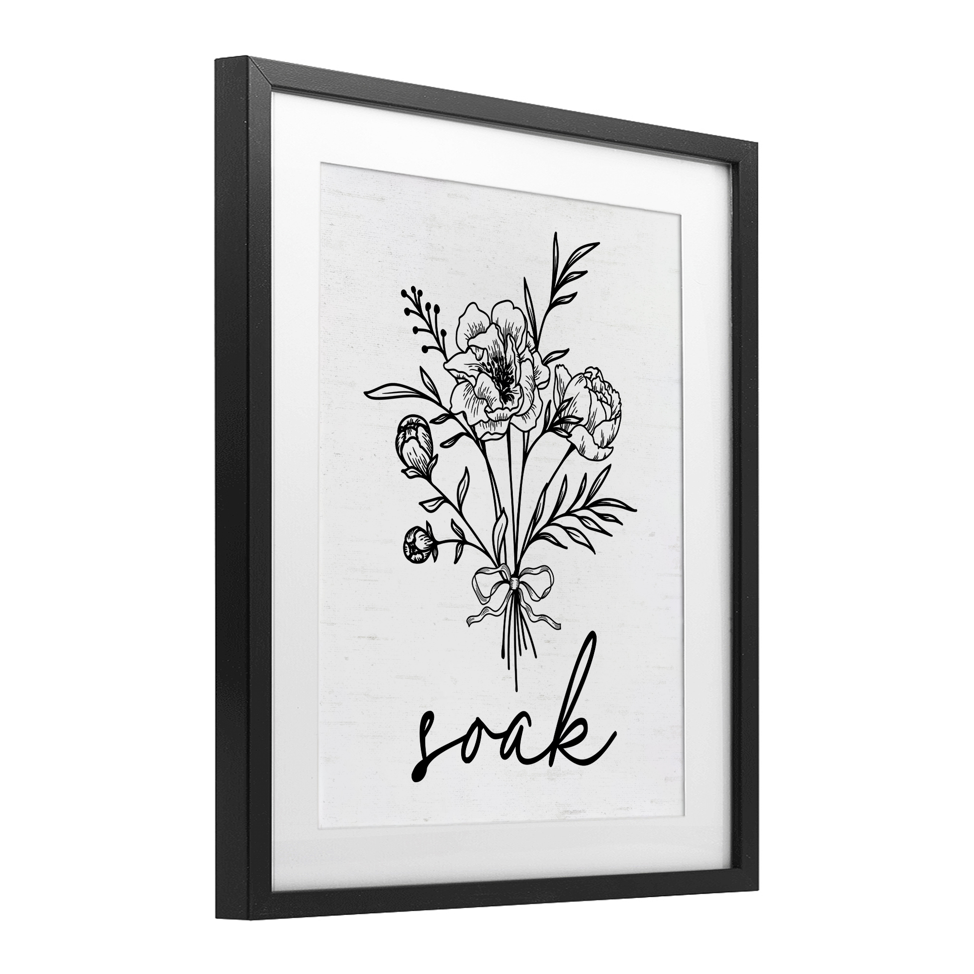 Bathroom Herb Soak Black Framed Print Under Glass, design by Lettered and Lined