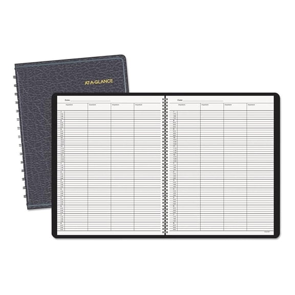 Four Person Daily Planner Book - 8.5 x 10.87 Undated Appointment Schedule - Black Wirebound Group Calendar for Family, Team or Office Use