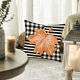thumbnail image 5 of Autumn Leaves Fall Pillow Cover 20x20 Inch Orange Maple Leaf with Black White Buffalo Plaids Stripe Throw Pillow Covers for Fall Decor Farmhouse Thanksgiving Decorative Pillow Cases for Couch, 5 of 6