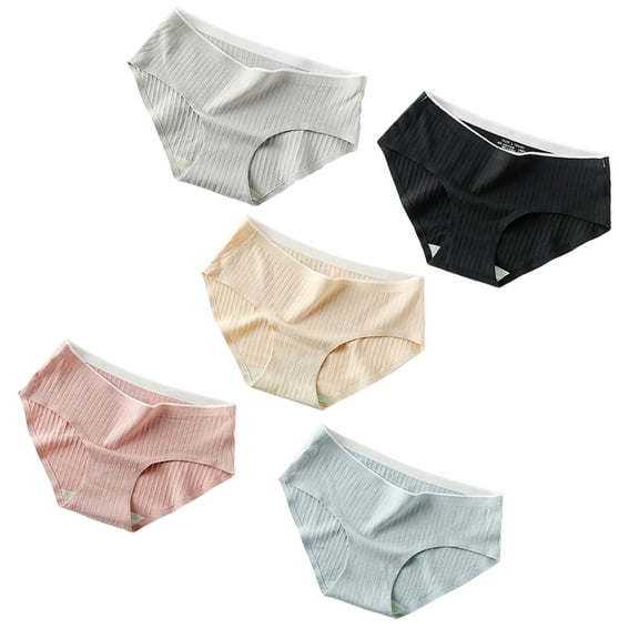 PBPBOX 5Pcs Seamless Briefs for Women Cotton Triangle Breathable Underpants Daily Wear
