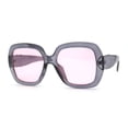 thumbnail image 1 of Minimalistic Thick Plastic Large Round Mod Sunglasses Slate Pink, 1 of 4