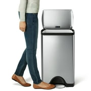 simplehuman 38L Rectangular Step Kitchen Trash Can - Stainless Steel with Soft-Close Lid